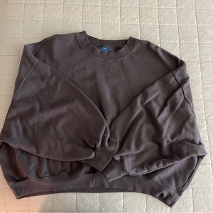 Gray oversized slouchy cropped crewneck sweatshirt